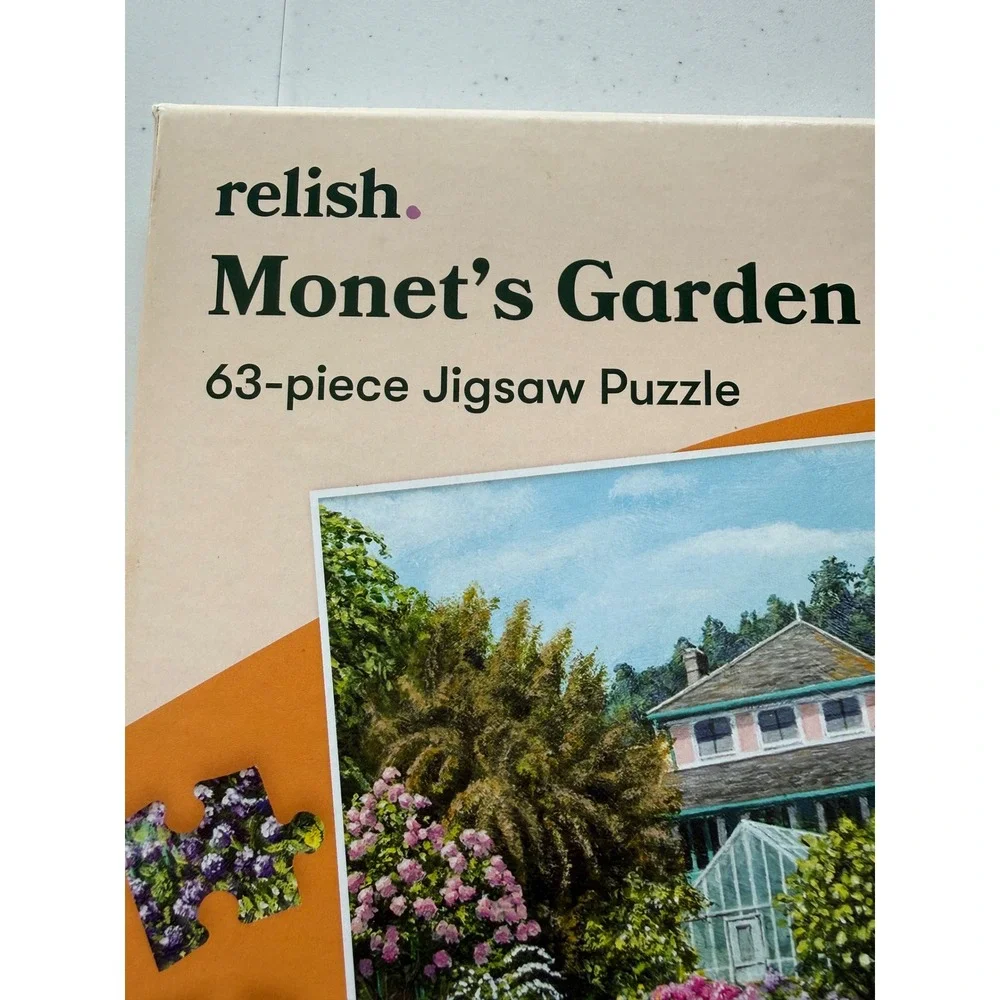 Relish Monet's Garden 63 Pc Puzzle Memory Dementia Alzheimers Autism COMPLETE